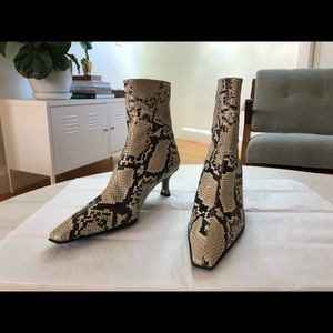 Stuart Weitzman Snakeskin Point-Toe Ankle Boot